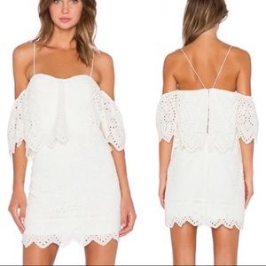 Saylor Womens Ivory Montauk Eyelet Karen off the Shoulder Dress $229